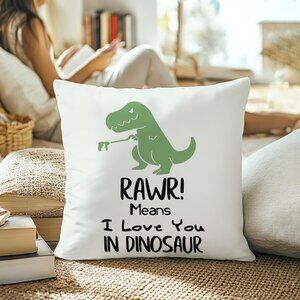 NWT- Set of 2, Rawr! Dinosaur Pillow Covers 18x18- Bedroom or Living ROom